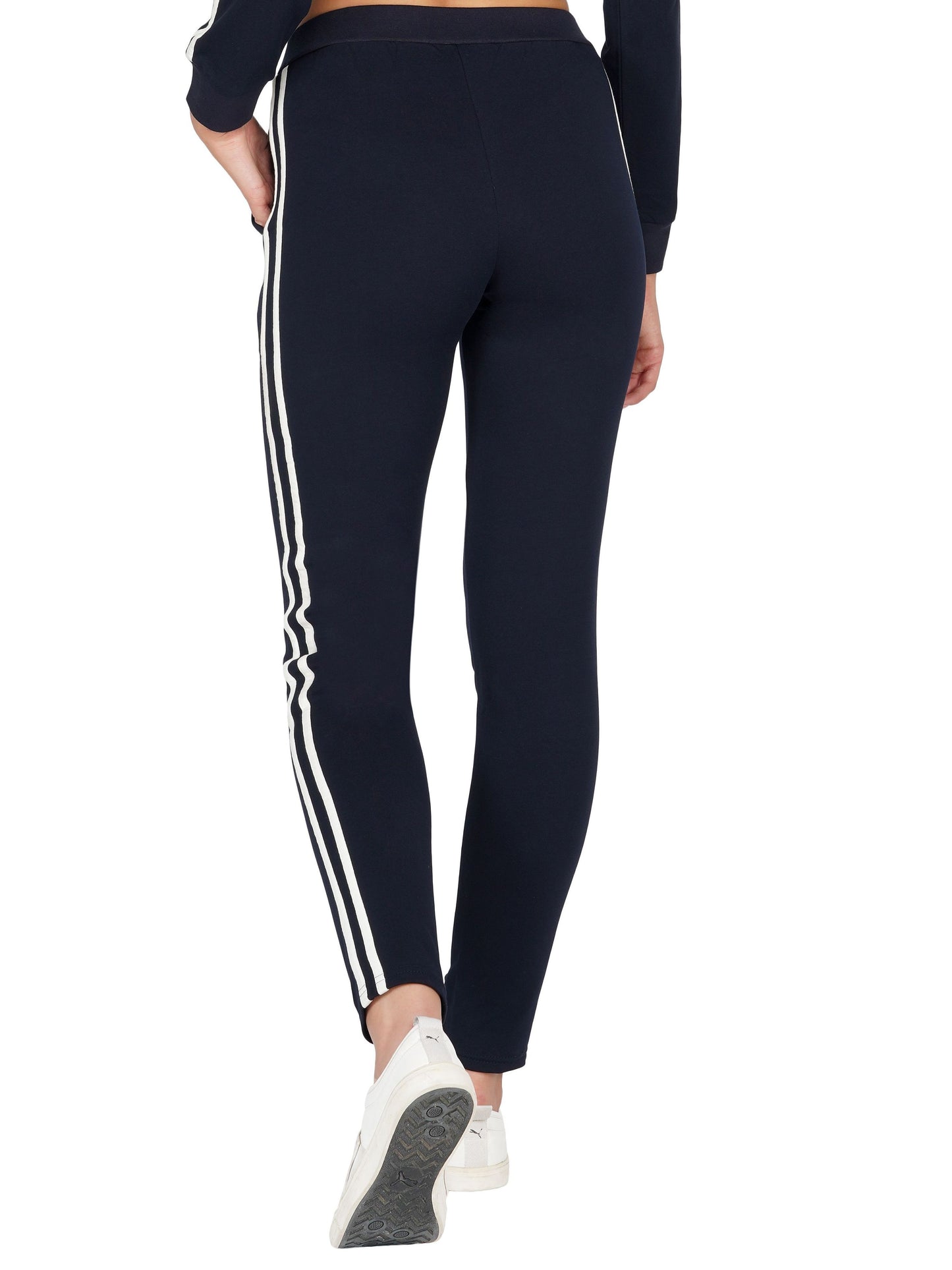 SLAY. Women's Navy Blue Jogger Pants With White Stripes-clothing-to-slay.myshopify.com-Joggers