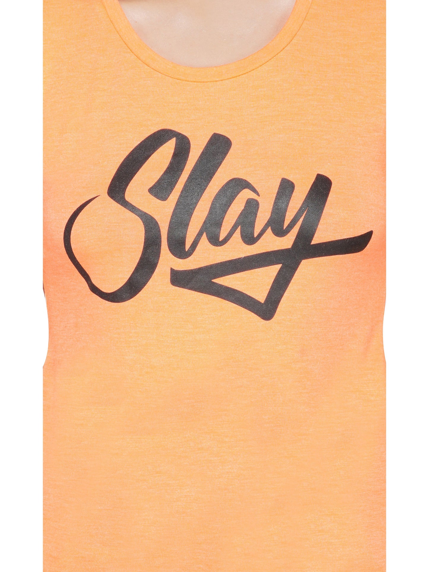 SLAY. Sport Women's Neon Orange Printed T-shirt-clothing-to-slay.myshopify.com-Print T-Shirt