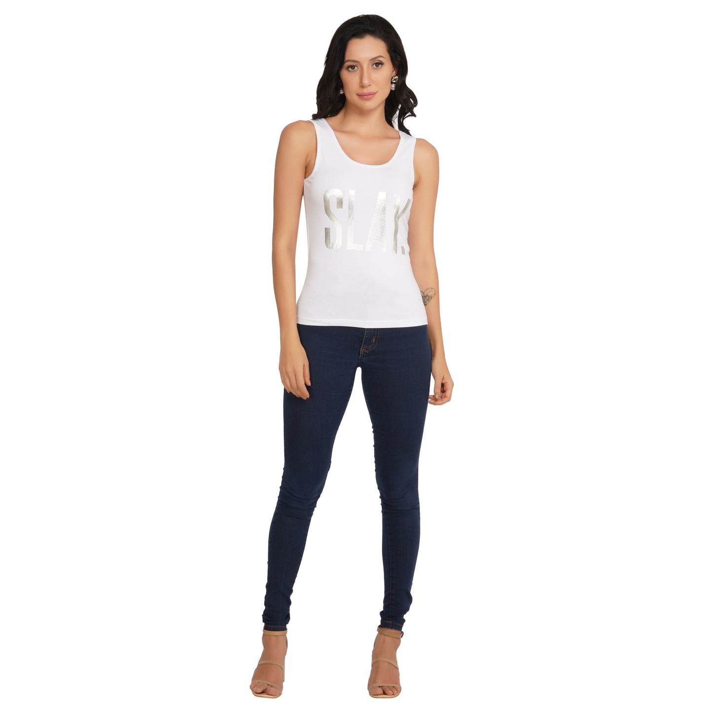 SLAY. Women's Limited Edition Silver Foil Printed Tank Top - Matte Finish-clothing-to-slay.myshopify.com-Tank Top