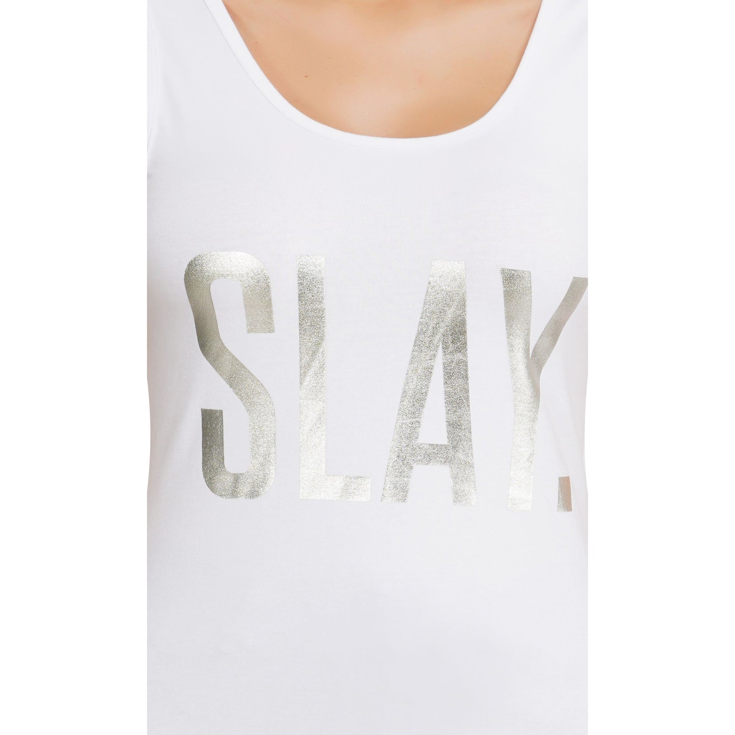 SLAY. Women's Limited Edition Silver Foil Printed Tank Top - Matte Finish-clothing-to-slay.myshopify.com-Tank Top