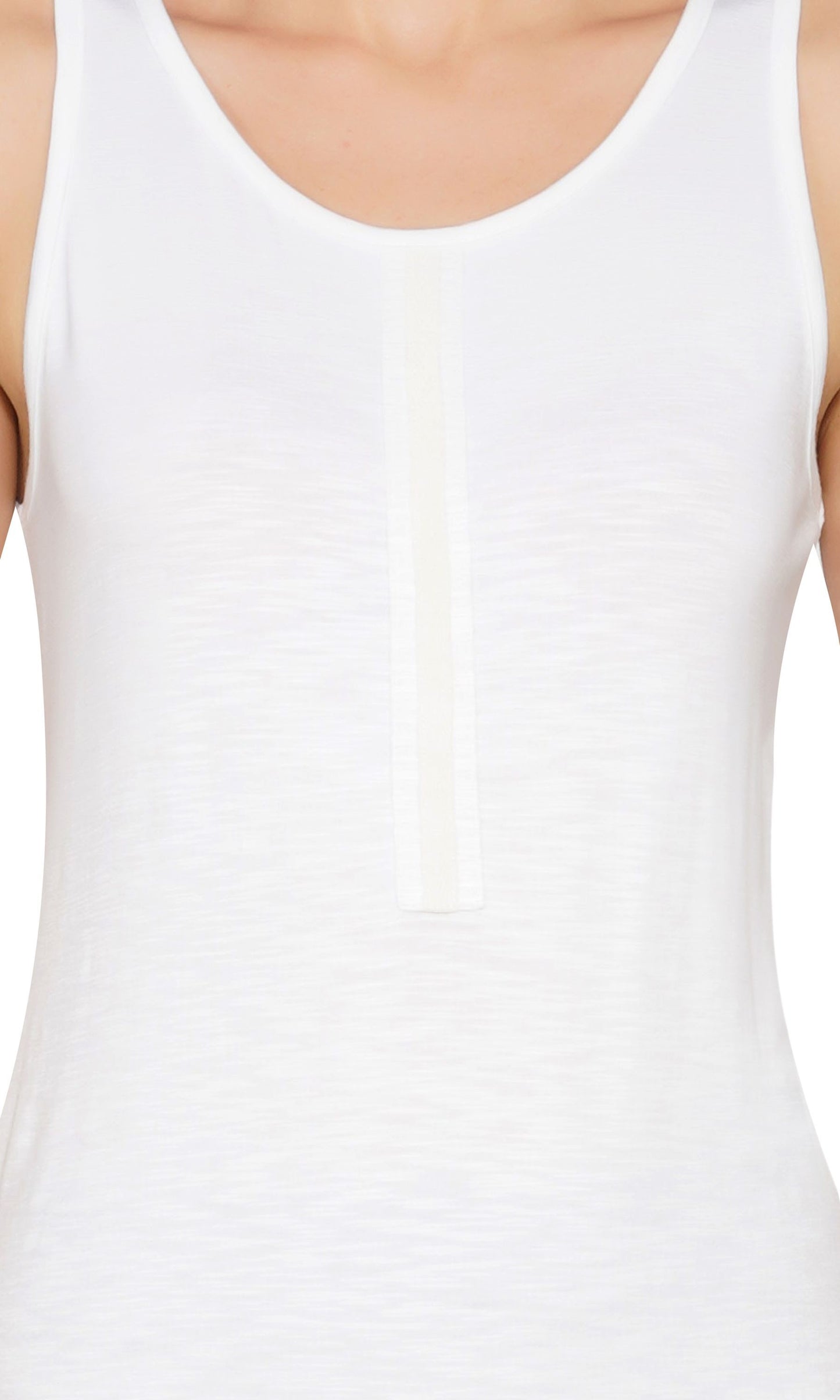 SLAY. Women's White Lurex Strip Round Neck Tank Top-clothing-to-slay.myshopify.com-Sleeveless Top