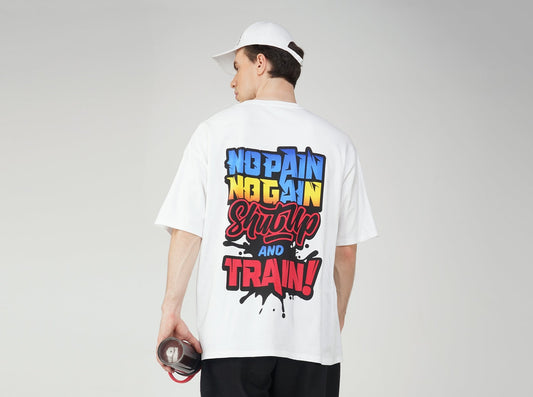 SLAY. Men's "No Pain No gain Shut Up & Train" Oversized T shirt