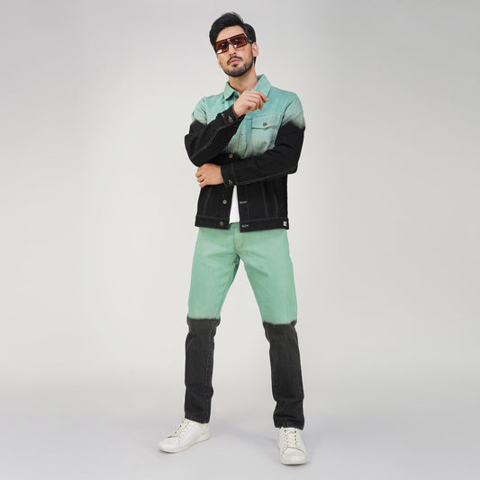 SLAY. Men's Green Black Ombre Denim Jacket & Jeans Co-ord Set