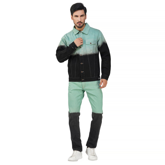 SLAY. Men's Green Black Ombre Denim Jacket & Jeans Co-ord Set