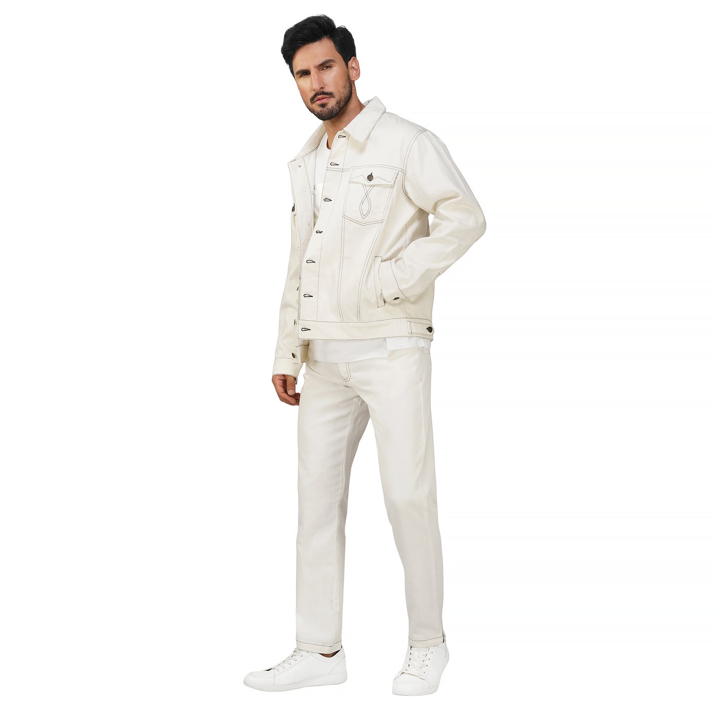 SLAY. Men's Off White Denim Jacket & Jeans Co-ord Set