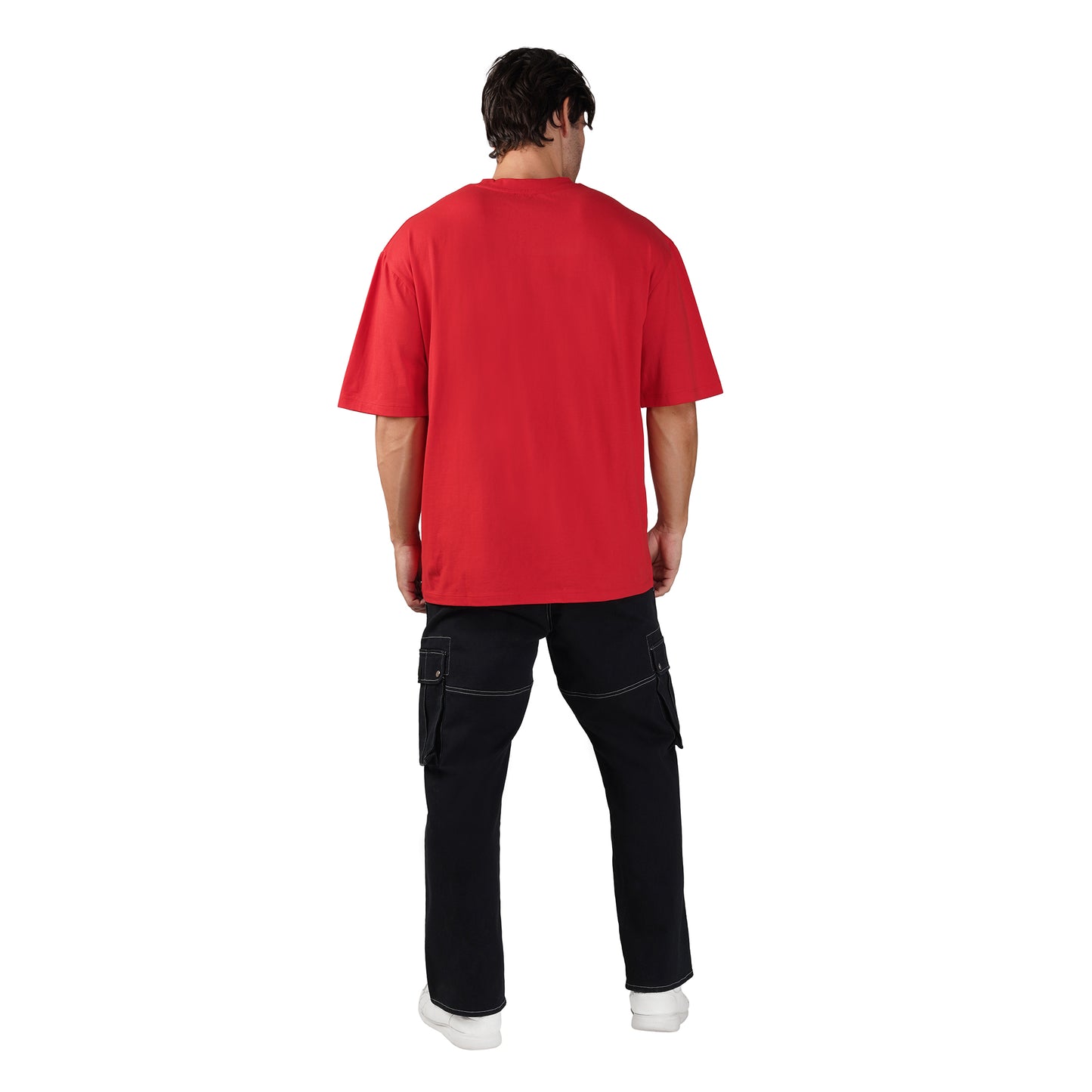 SLAY. Men's Black Contrast Stitch Stretch Cargo Pants