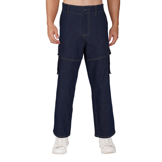 SLAY. Men's Navy Stretch Denim Cargo Pants
