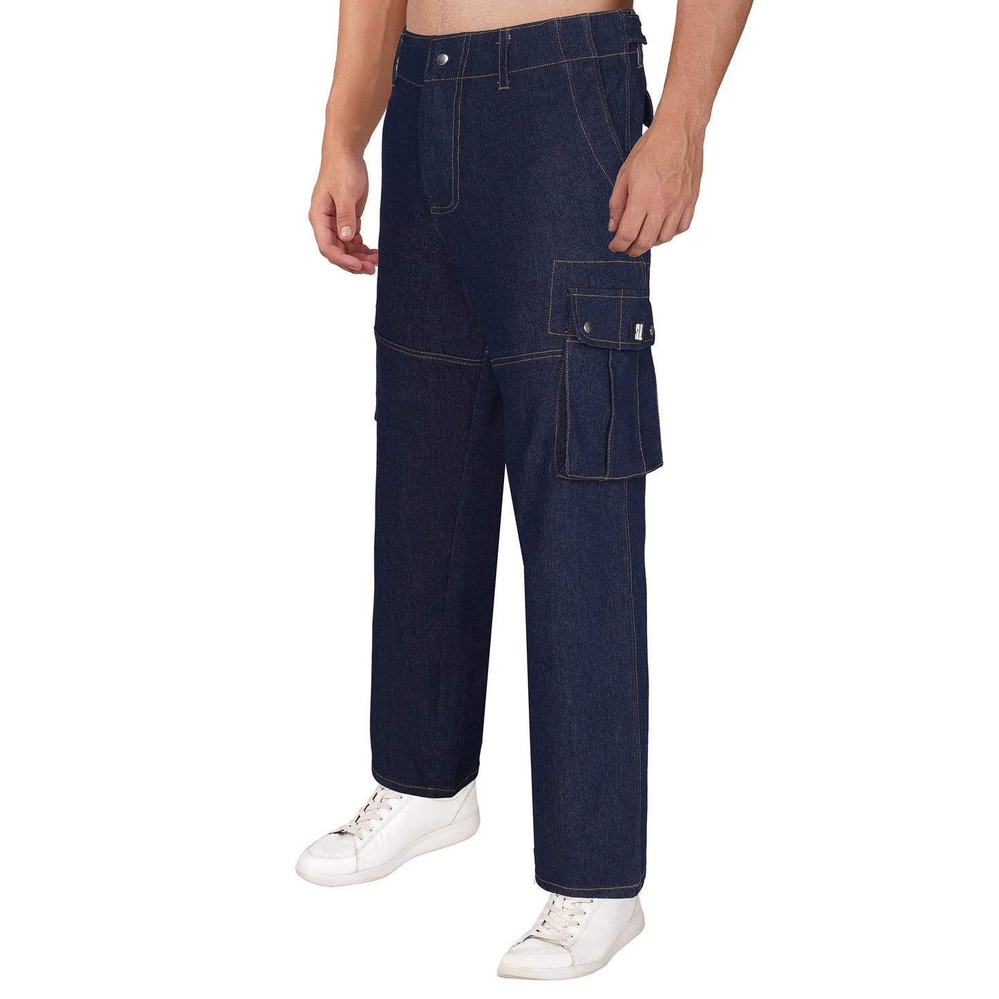 SLAY. Men's Navy Stretch Denim Cargo Pants