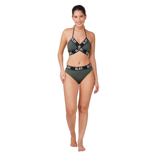 SLAY. Sport Women's Grey Bikini Set Swimwear