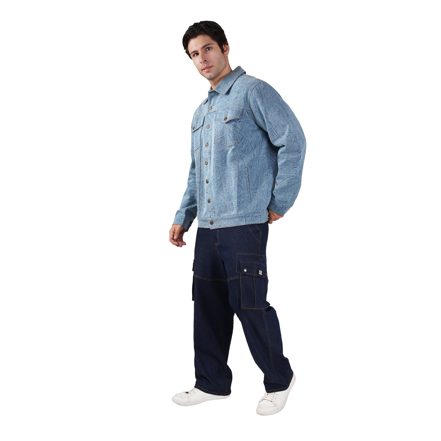 SLAY. Men's Navy Stretch Denim Cargo Pants