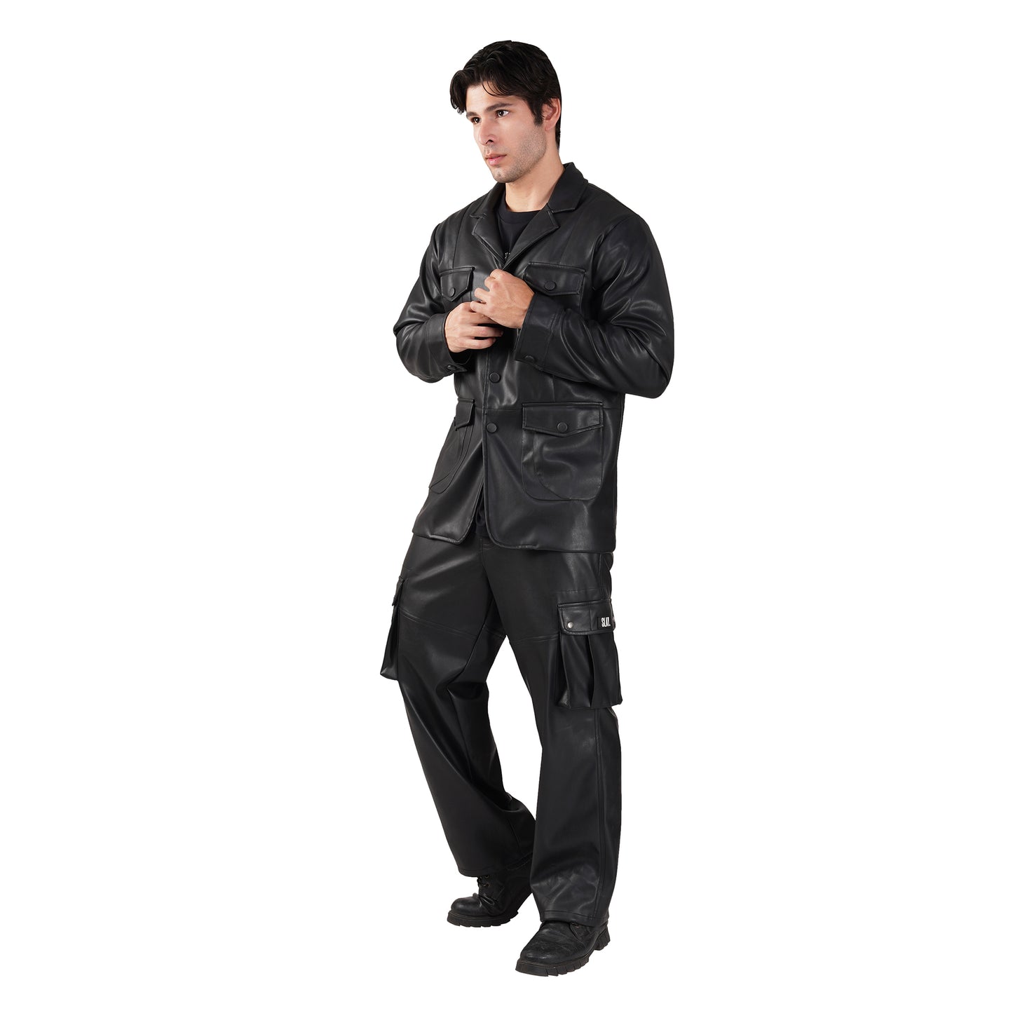 SLAY. Men's Limited Edition Black Stretch Faux Leather Co-ord Set