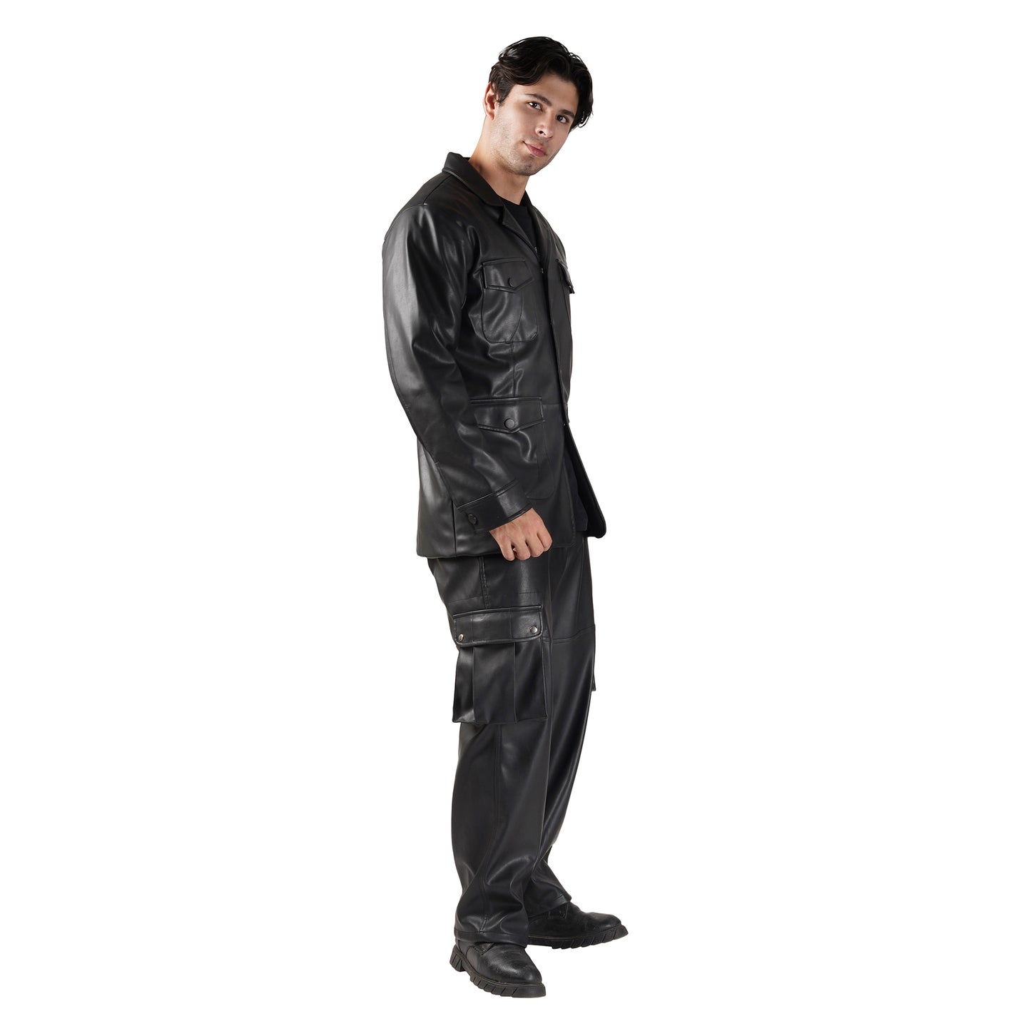 SLAY. Men's Limited Edition Black Stretch Faux Leather Co-ord Set