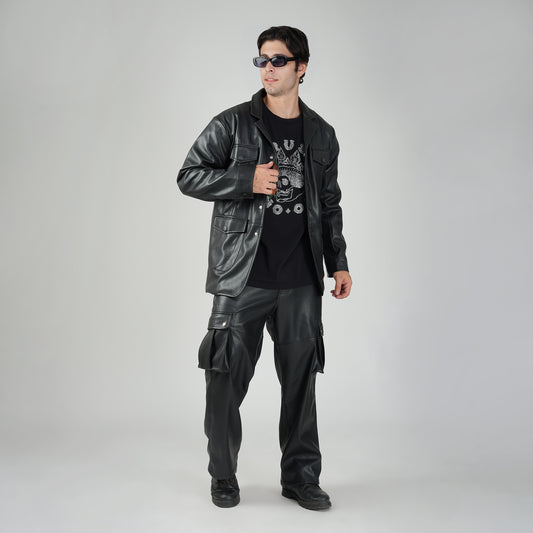 SLAY. Men's Limited Edition Black Stretch Faux Leather Co-ord Set