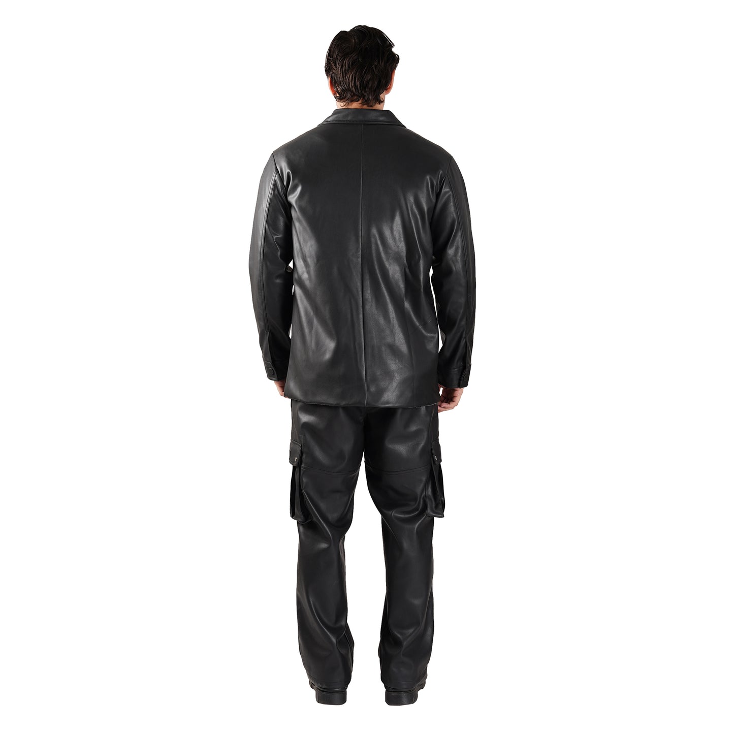 SLAY. Men's Black Faux Leather Cargo Pants