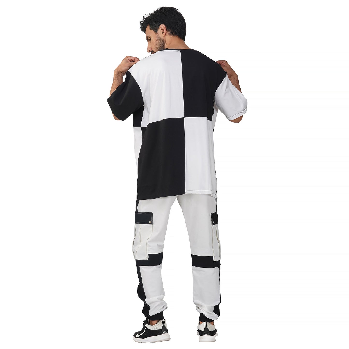 SLAY. Men's Colorblock White & Black Utility Cargo Pants