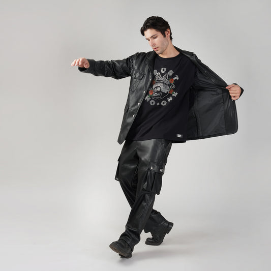 SLAY. Men's Limited Edition Black Stretch Faux Leather Co-ord Set