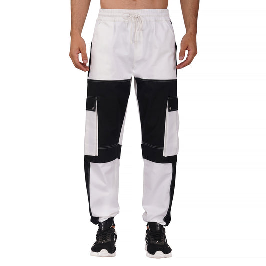 SLAY. Men's Colorblock White & Black Utility Cargo Pants