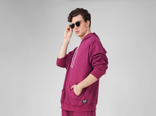 SLAY. Men's Magenta Oversized Drop Shoulder Hoodie