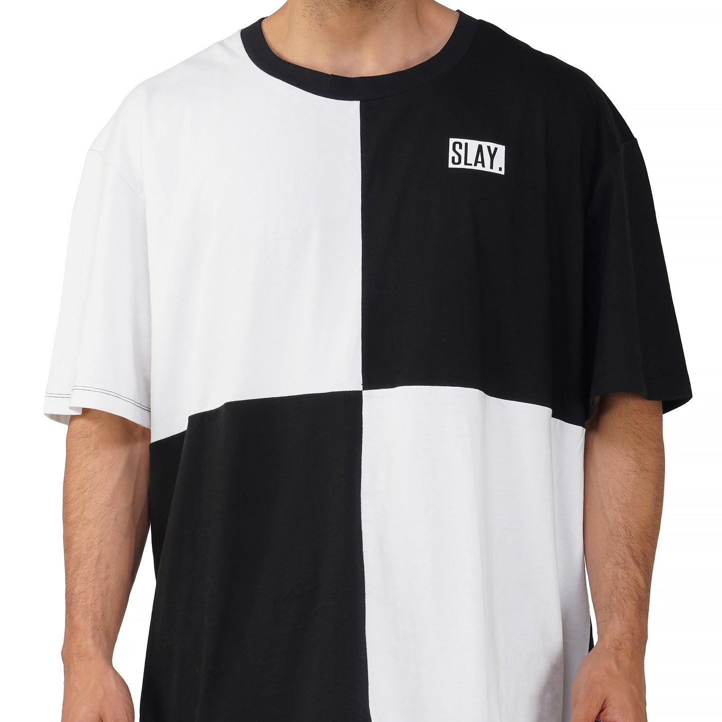 SLAY. Men's Oversized Black & White T-shirt & Cargo Pants Co-ord Set