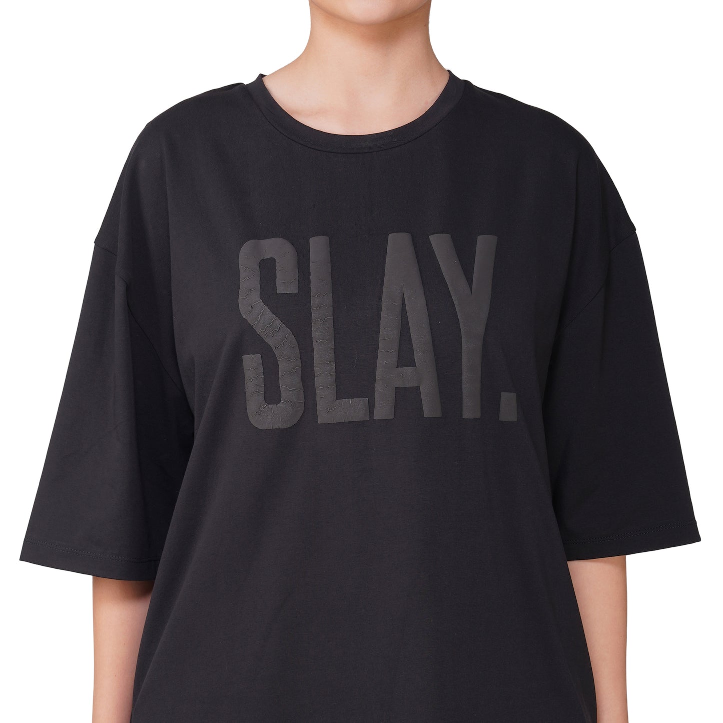 SLAY. Matte Black on Black Oversized T shirt