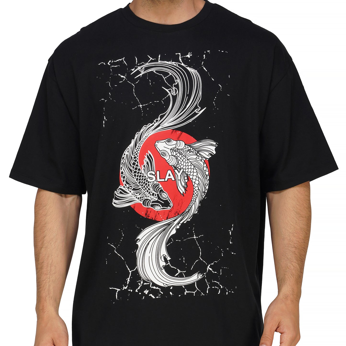 SLAY. Men's "Koi Fish Yin Yang" Oversized Drop shoulder T shirt