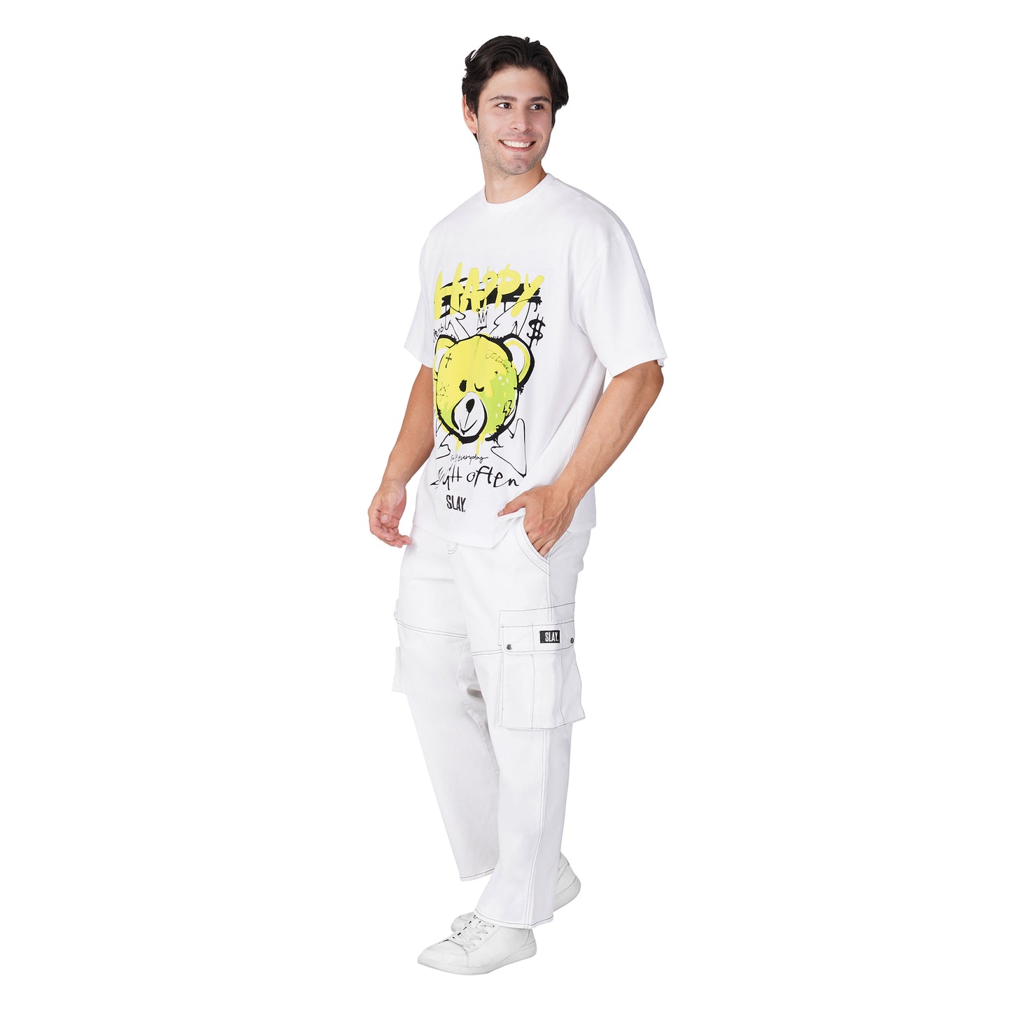 SLAY. Men's Teddy Bear Oversized Drop shoulder T shirt