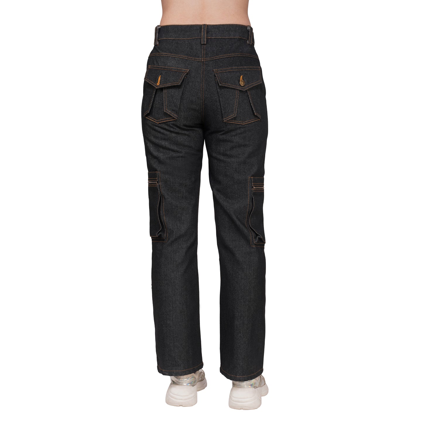 SLAY. Women's Black Denim Cargo Jeans