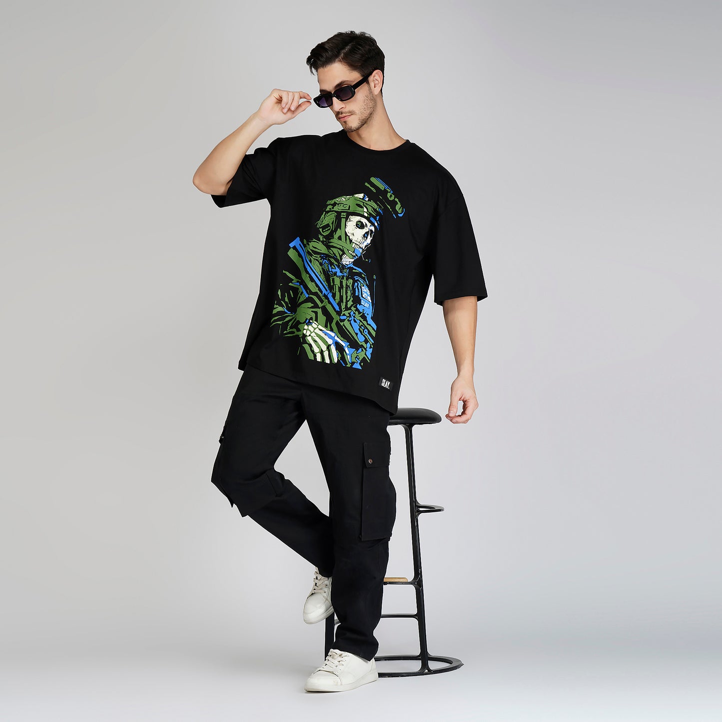 SLAY. Men's Black Slim Fit Cargo Pants