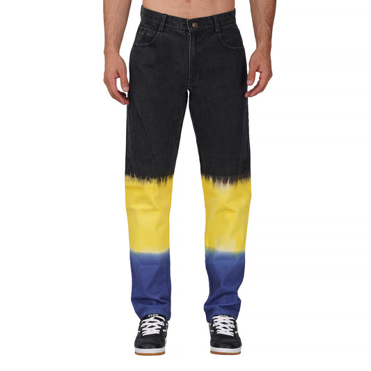 SLAY. Men's Black Yellow Blue Ombre Denim Jeans