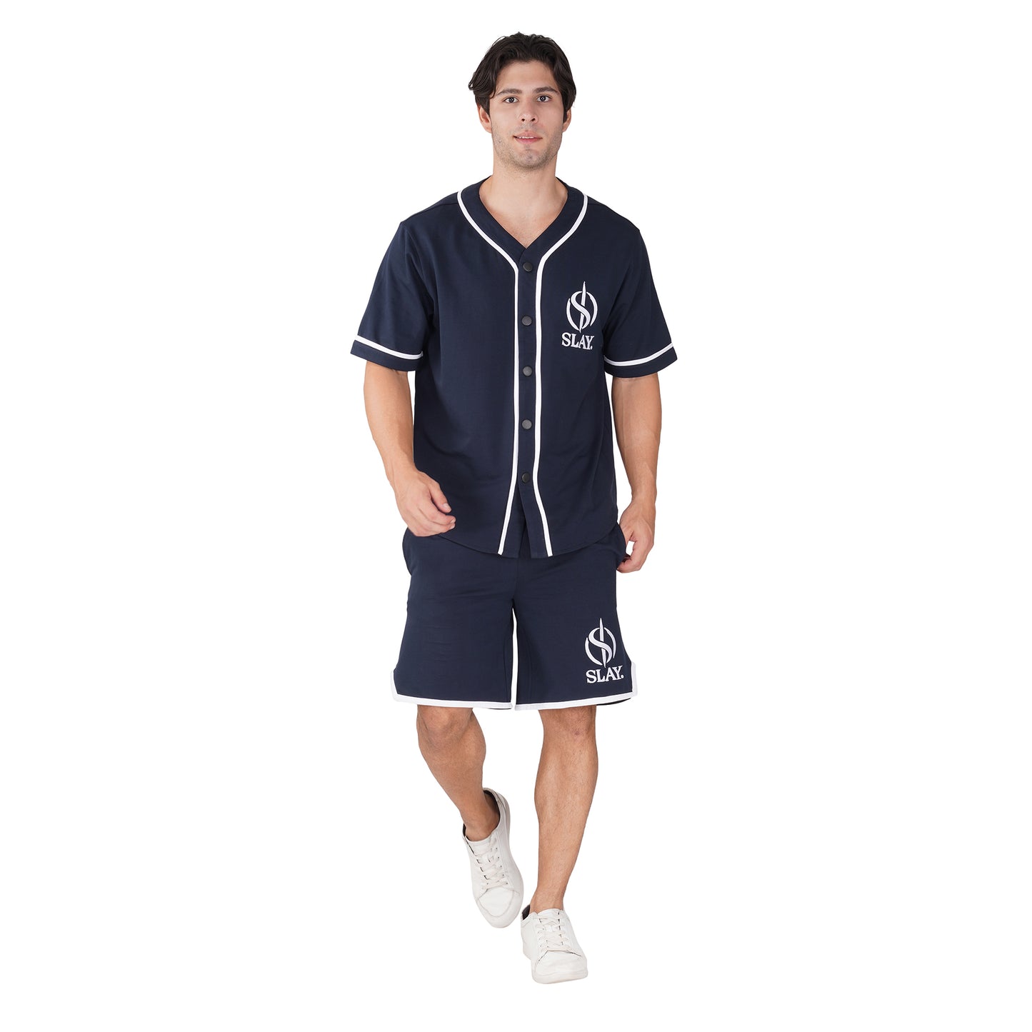 SLAY. Men's Navy Varsity Co-ord Set