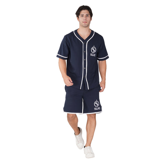 SLAY. Men's Navy Varsity Co-ord Set