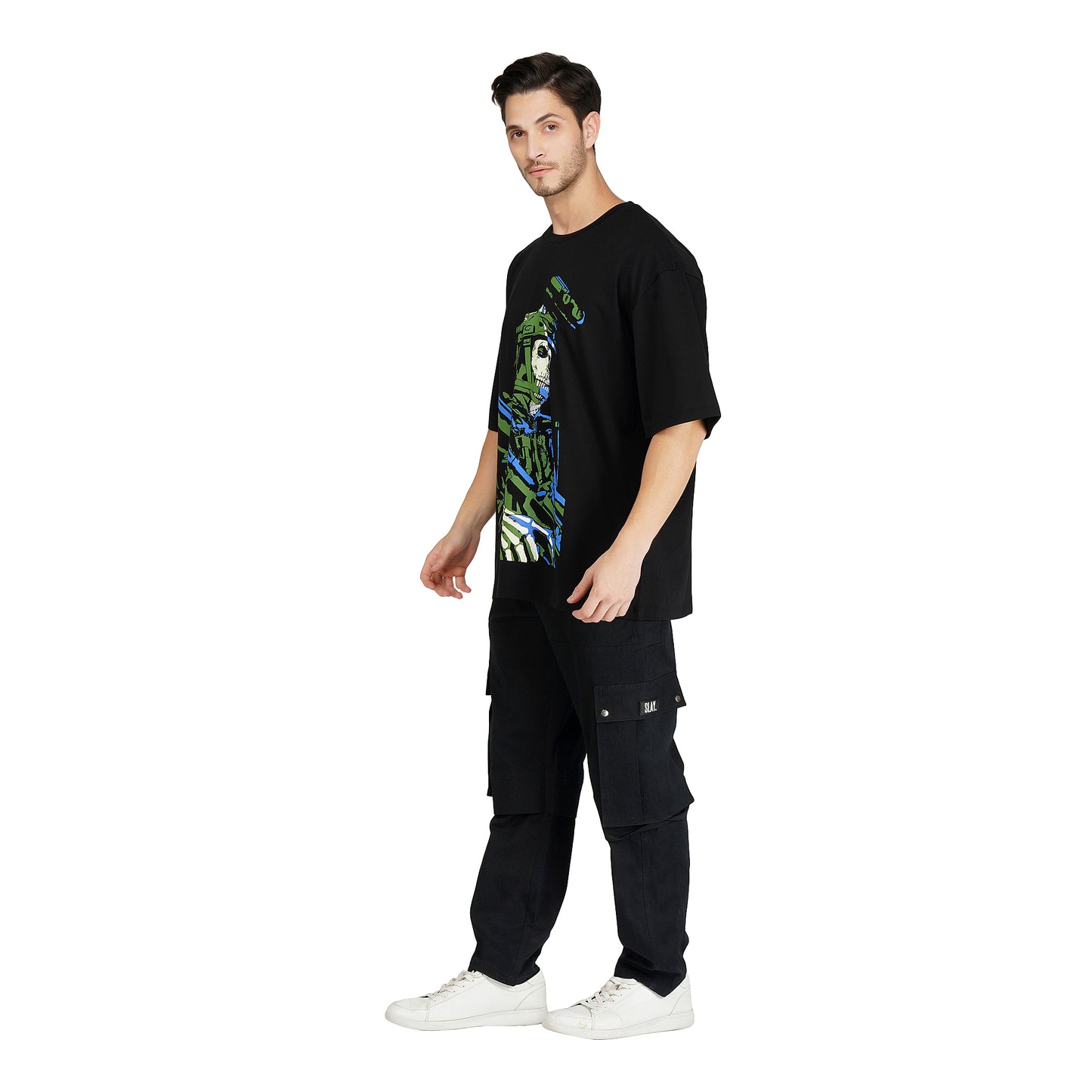 SLAY. Men's Black Slim Fit Cargo Pants