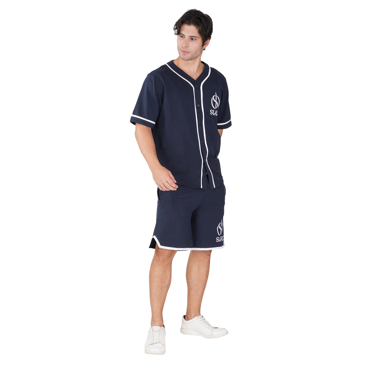 SLAY. Men's Navy Varsity Co-ord Set