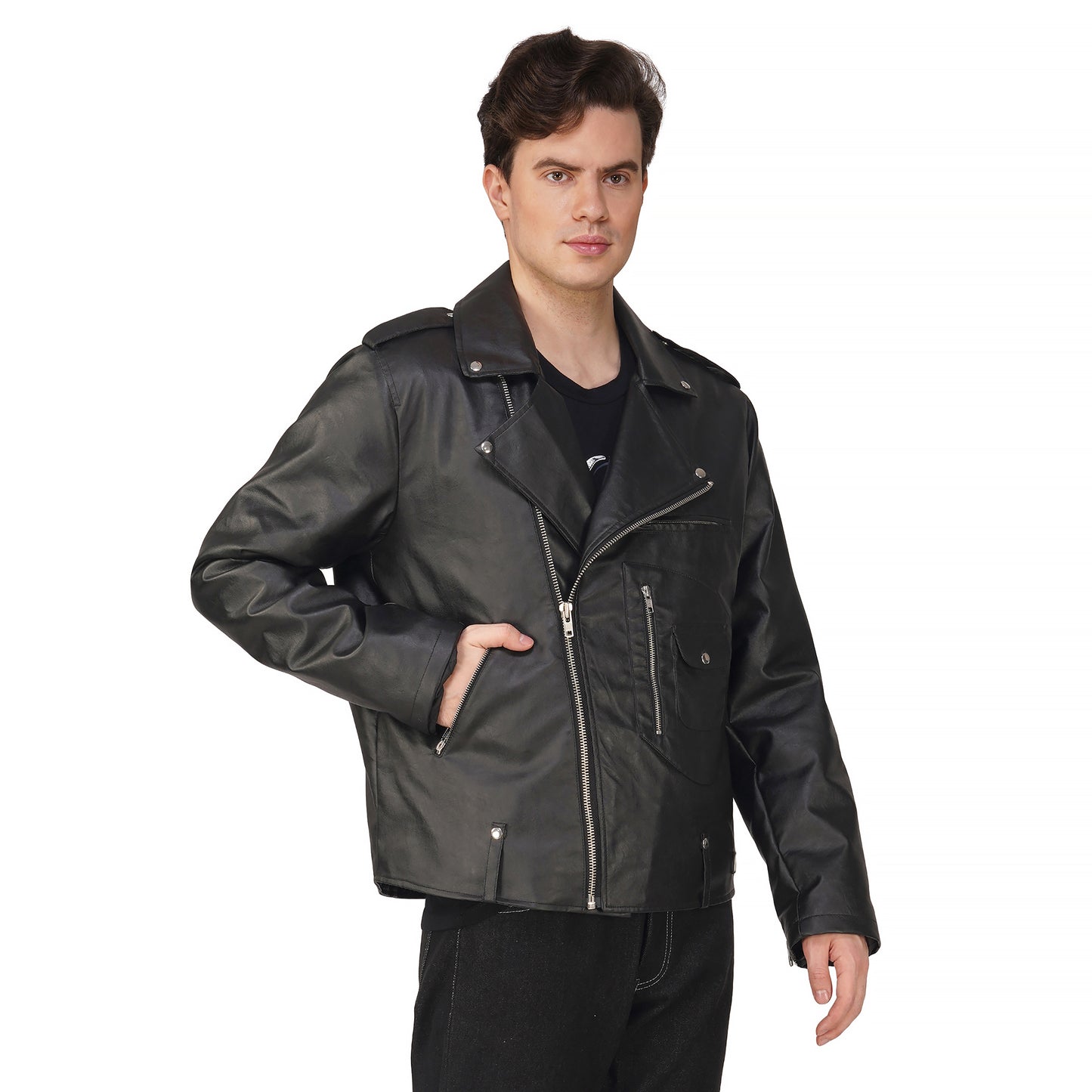 SLAY. Men's Black Faux Leather Jacket