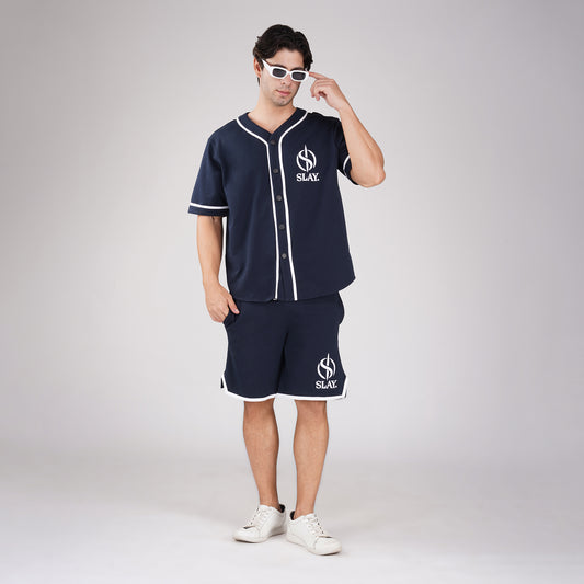 SLAY. Men's Navy Varsity Co-ord Set