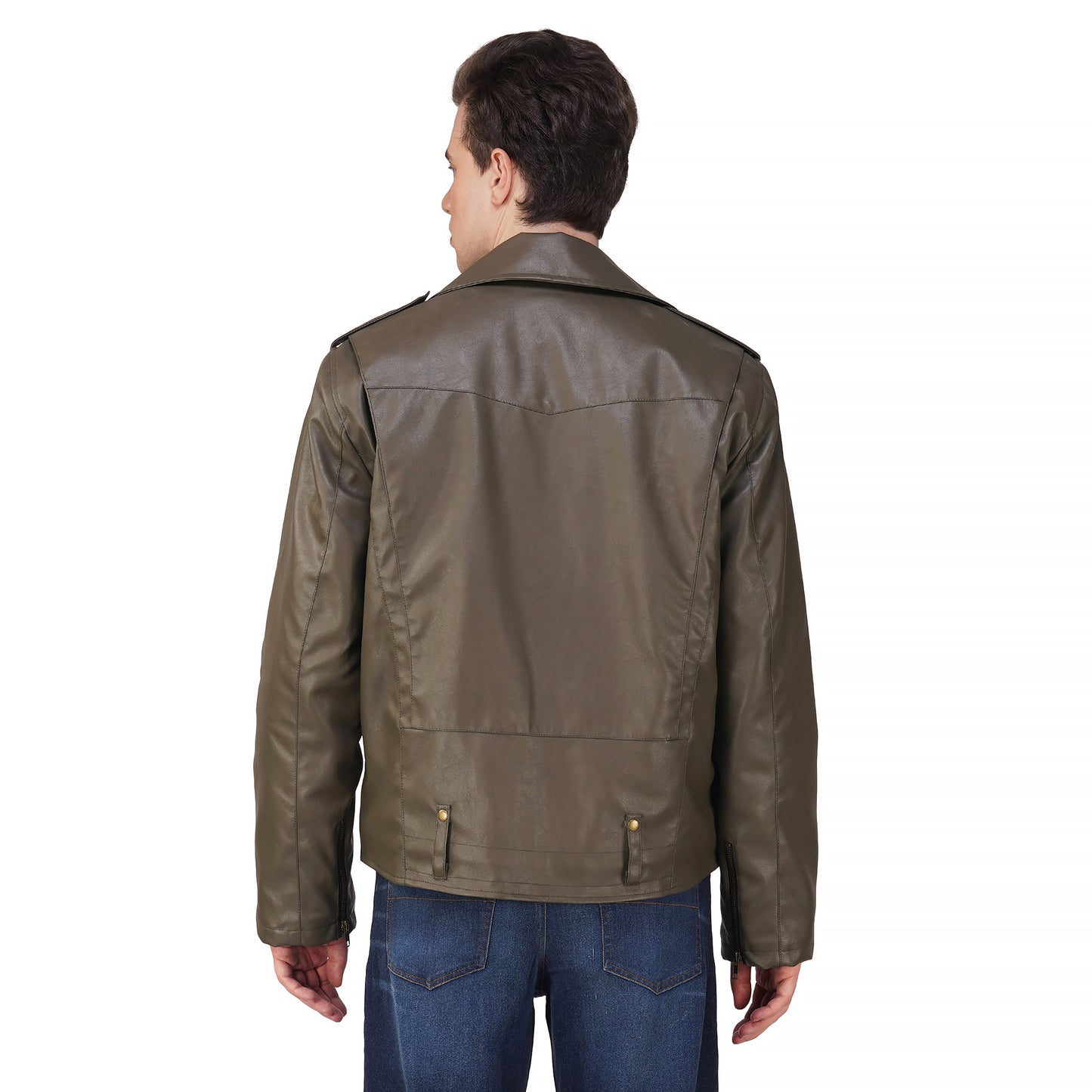 SLAY. Men's Olive Faux Leather Jacket