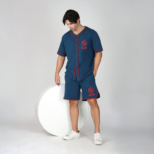 SLAY. Men's Navy Red Varsity Co-ord Set
