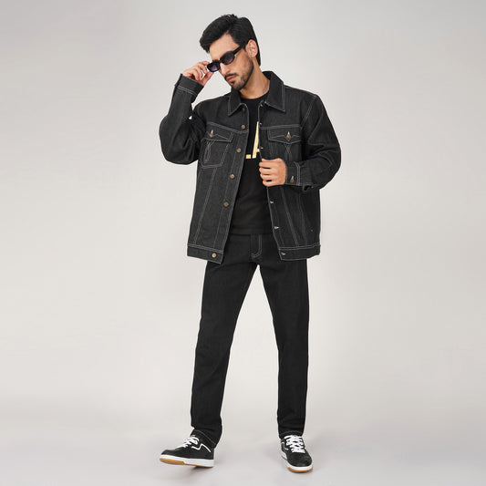 SLAY. Men's Black Denim Jacket & Jeans Co-ord Set