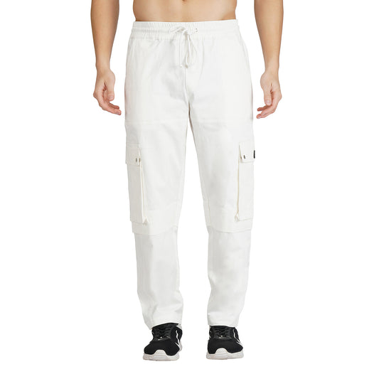 SLAY. Men's White Slim Fit Cargo Pants