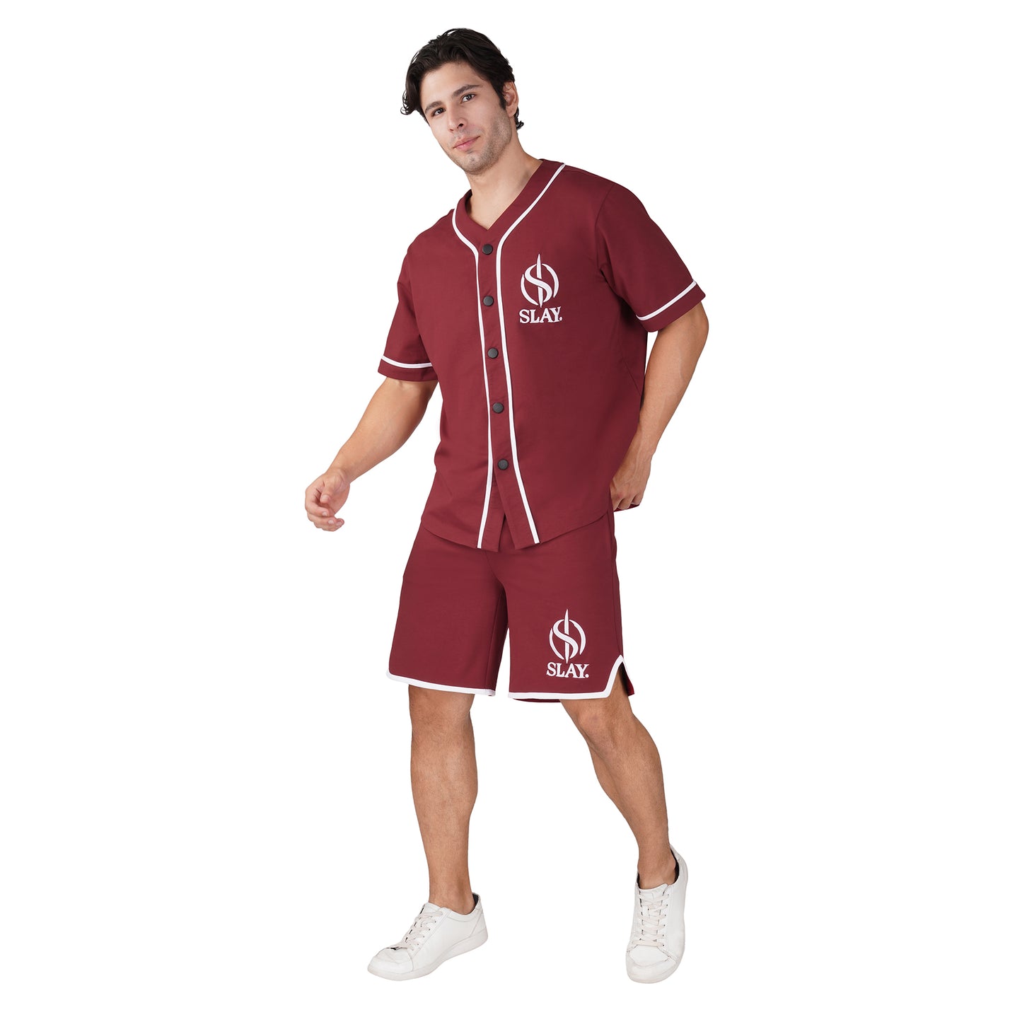 SLAY. Men's Red Varsity Co-ord Set