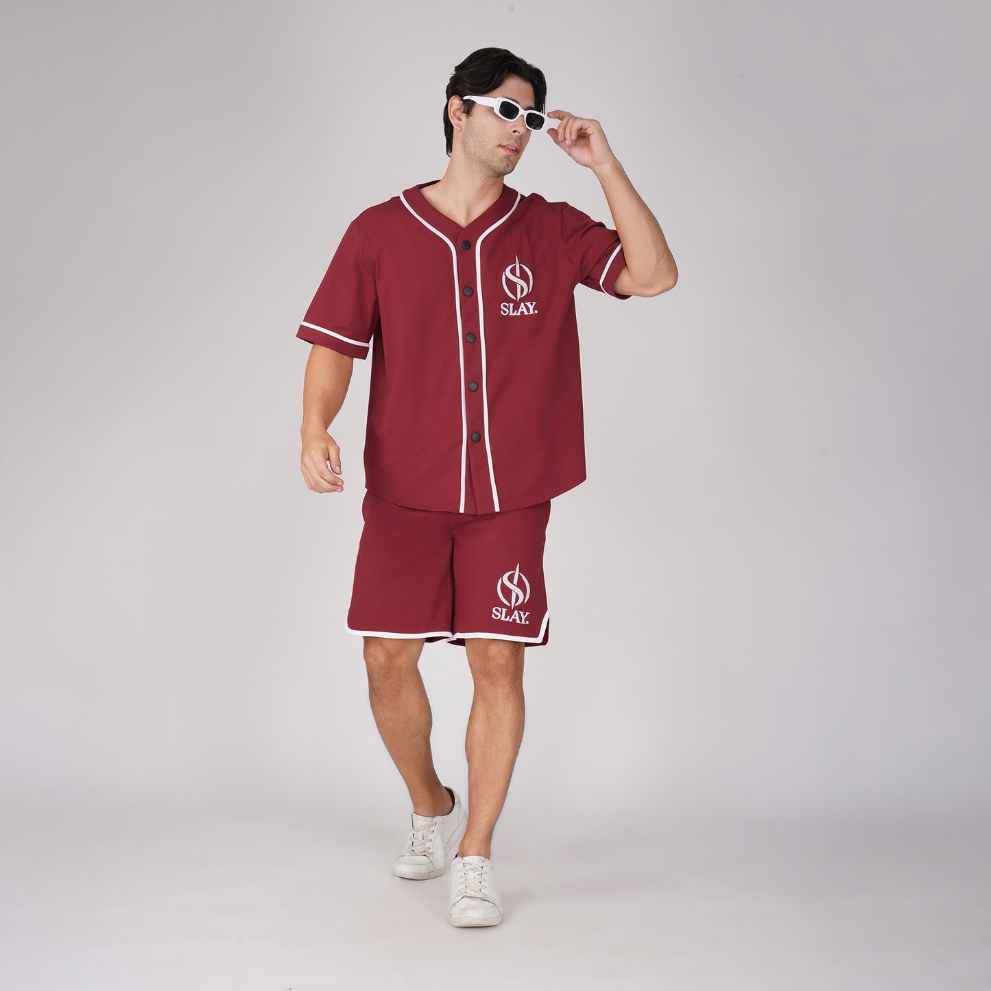 SLAY. Men's Red Varsity Co-ord Set