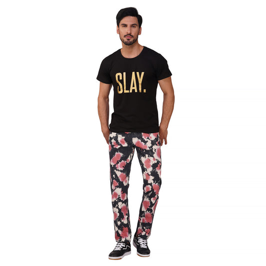 SLAY. Men's Blue & Pink Tie Dye Denim Jeans