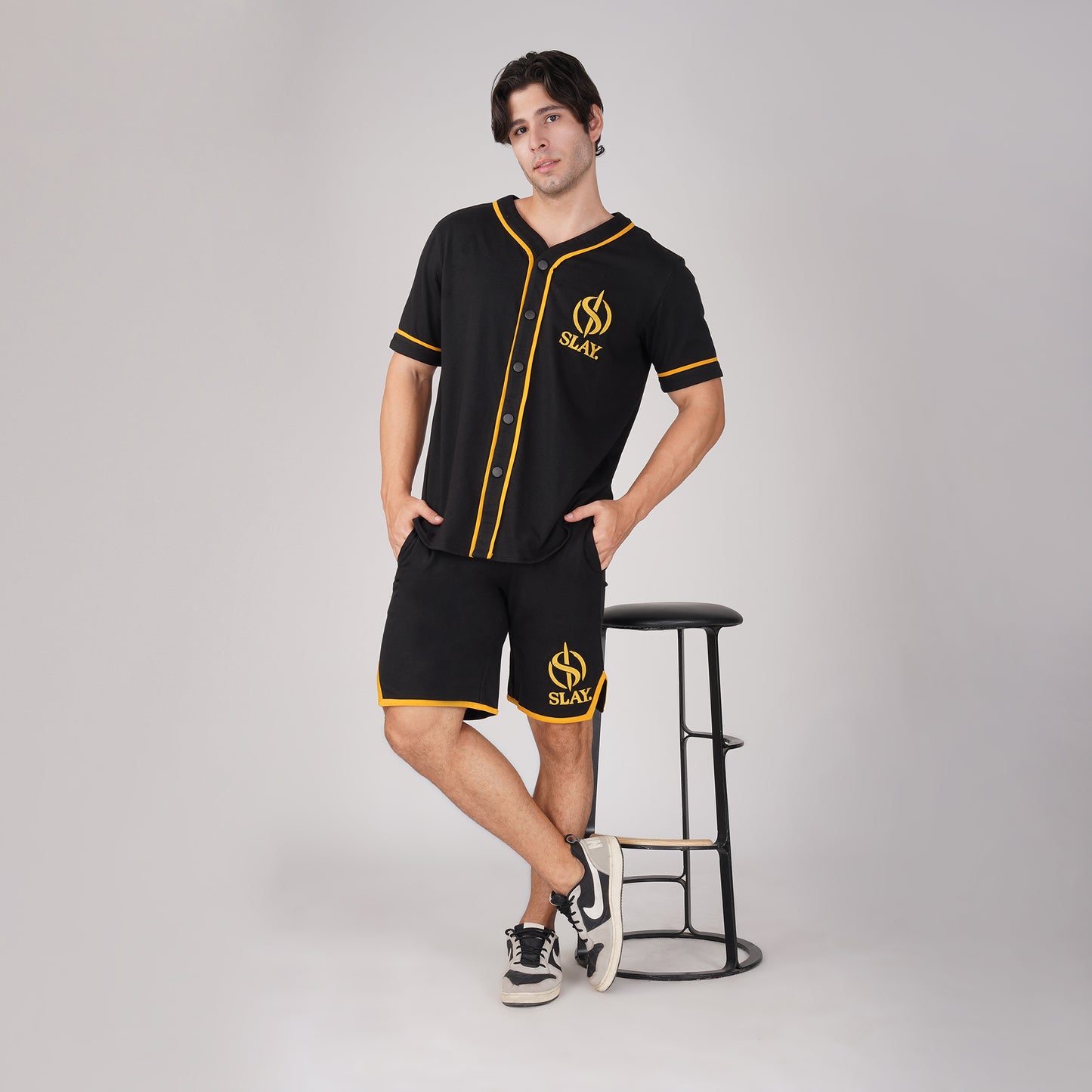 SLAY. Men's Black Varsity Co-ord Set