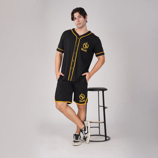 SLAY. Men's Black Varsity Co-ord Set