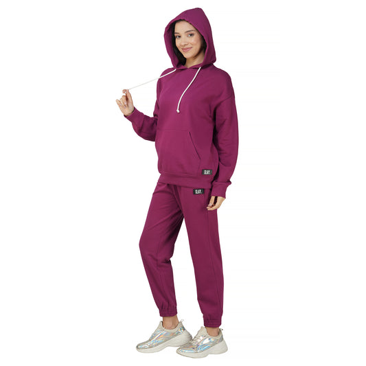 SLAY. Women's Magenta Drop Shoulder Hoodie & Joggers Co-ord Set