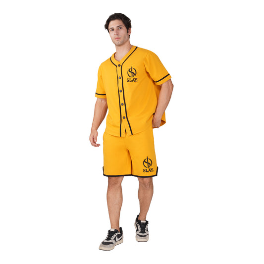 SLAY. Men's Yellow Varsity Co-ord Set