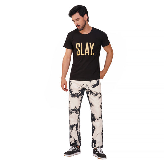 SLAY. Men's White & Black Tie Dye Denim Jeans