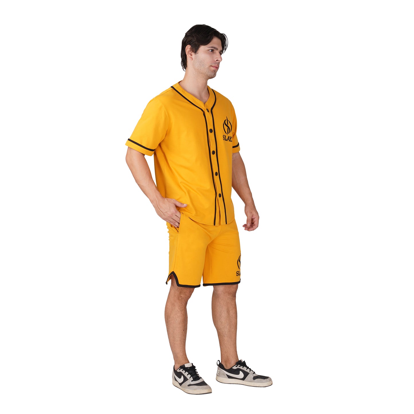 SLAY. Men's Yellow Varsity Co-ord Set