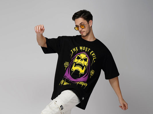 SLAY. Men's Skeleton "Most Evil" Oversized Drop shoulder T shirt