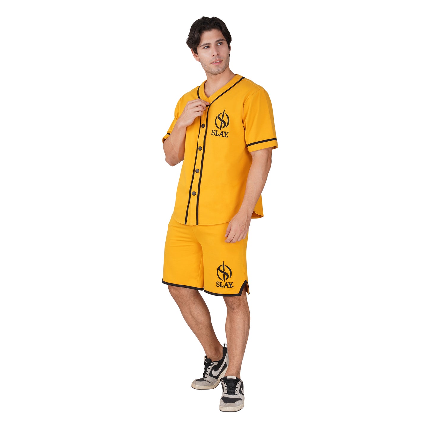 SLAY. Men's Yellow Varsity Co-ord Set
